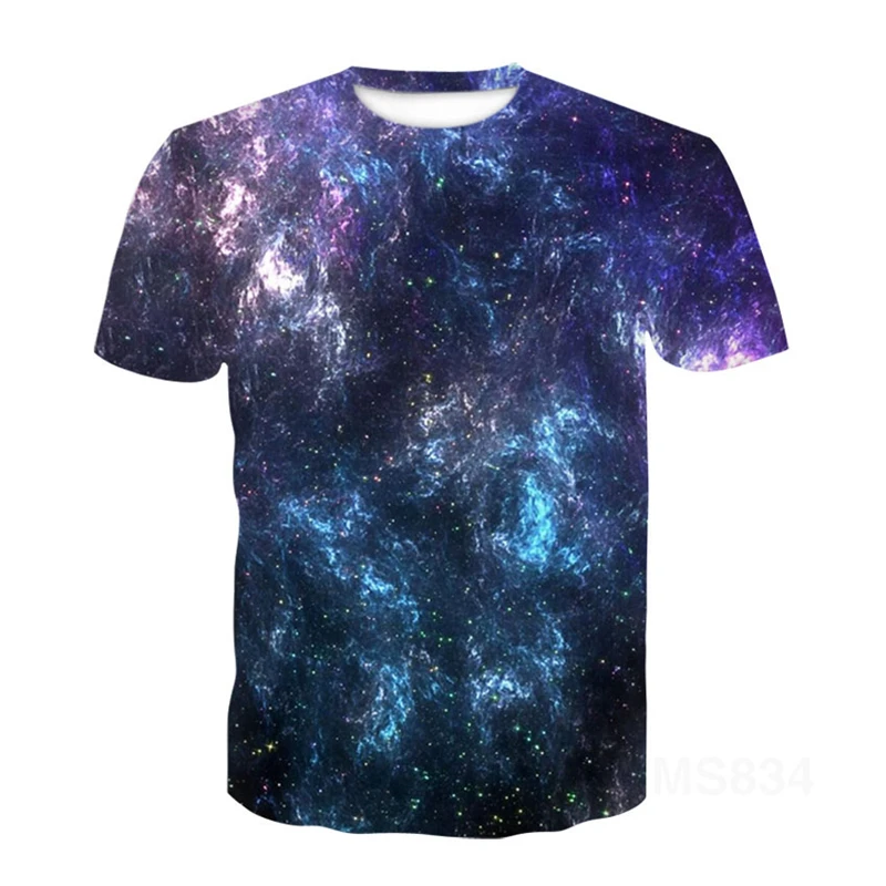

Футболка мужская с 3D-принтом звездного неба, тенниска с круглым вырезом и короткими рукавами, Повседневная Уличная одежда, лето
