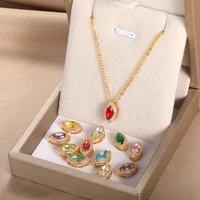 trendy water drop necklaces charm multicolor crystal zircon pendant choker necklaces for women fashion jewelry collares mujer