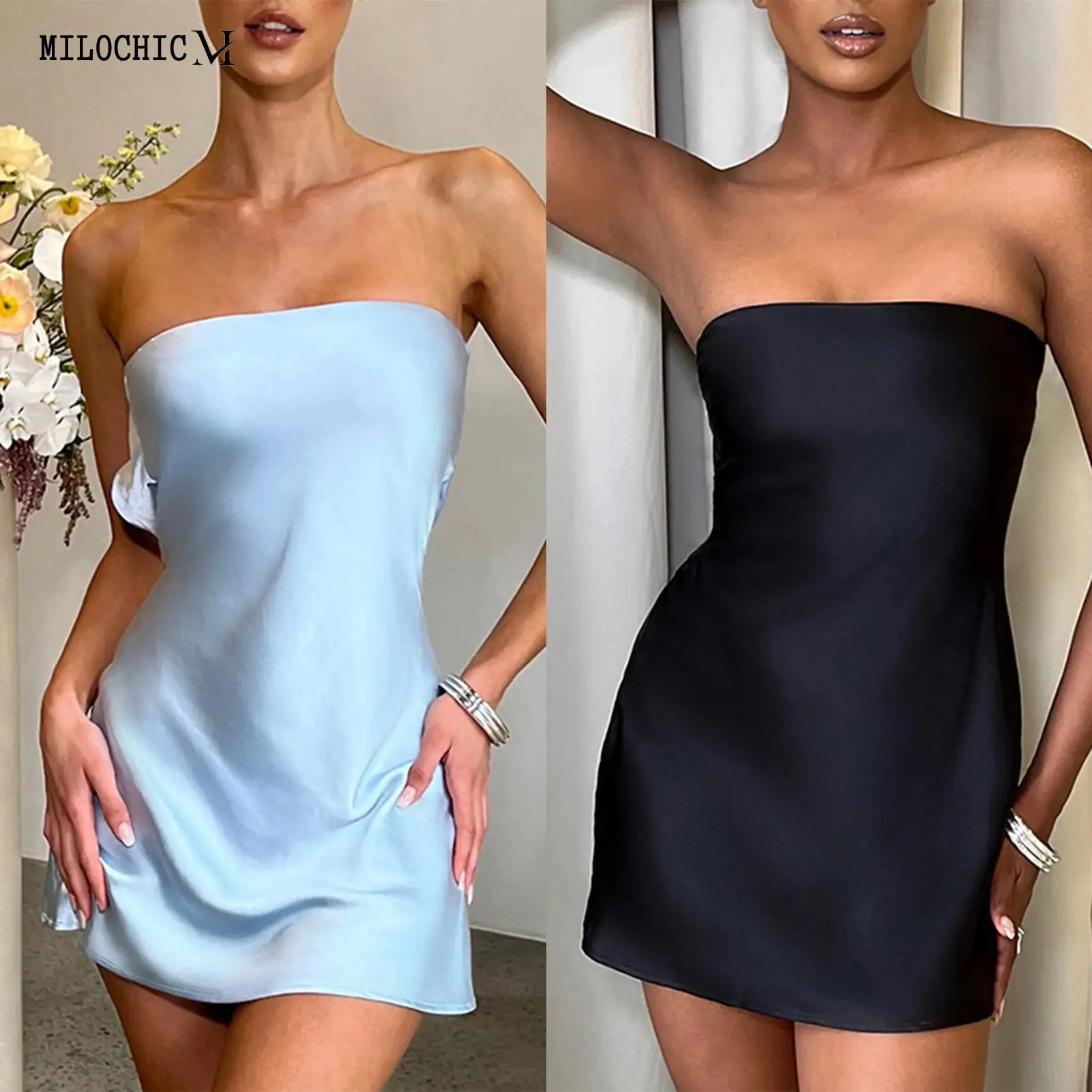 

Женское облегающее мини-платье с открытыми плечами, женское платье для выпускного вечера, без рукавов, элегантное, с открытой спиной, однотонное, простое клубное мини-платье