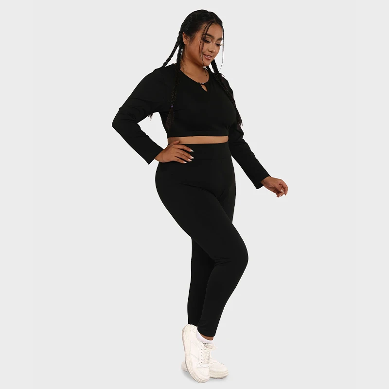 LUOYIYANG Plus Size Women's Sets Black Seamless Sports Yoga Pants and T-shirt Gym Fitness Workout Clothing 2023 L-4XL