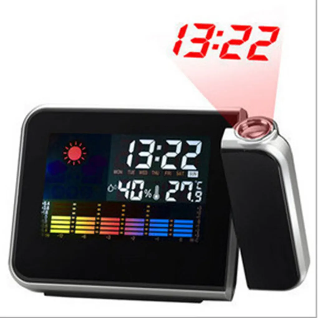weather forecast projection electronic meteorological clock snooze function alarm clock color screen calendar free global shipping