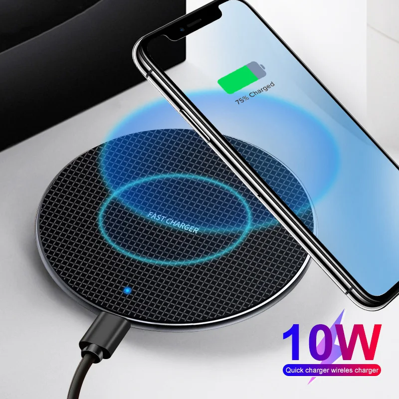 

10W Fast Wireless Charger For Samsung Galaxy S21 S22 S10 Note 10 9 USB Qi Wireless Charging Receiver for iPhone 14 13 Pro XS Max
