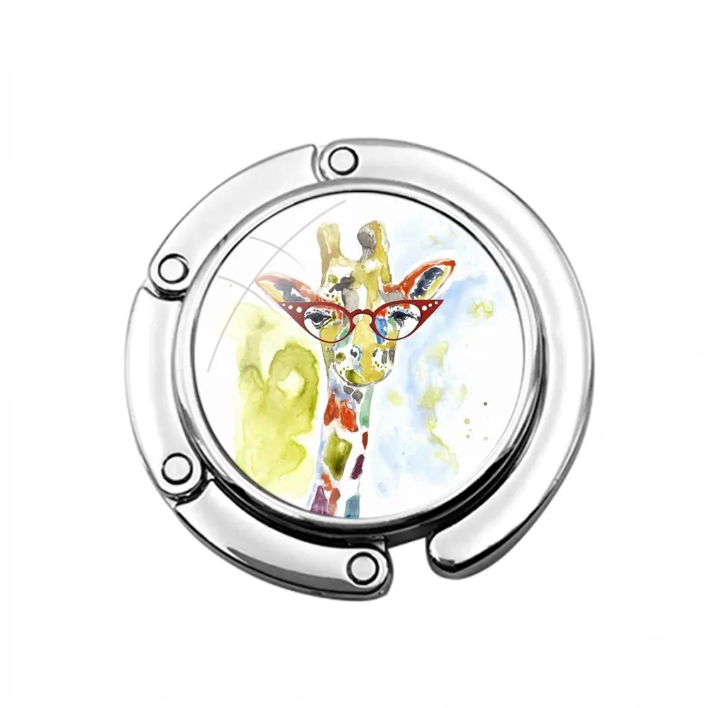 Складной крючок для кошелька с милым животным и рисунком жирафа хранения женской