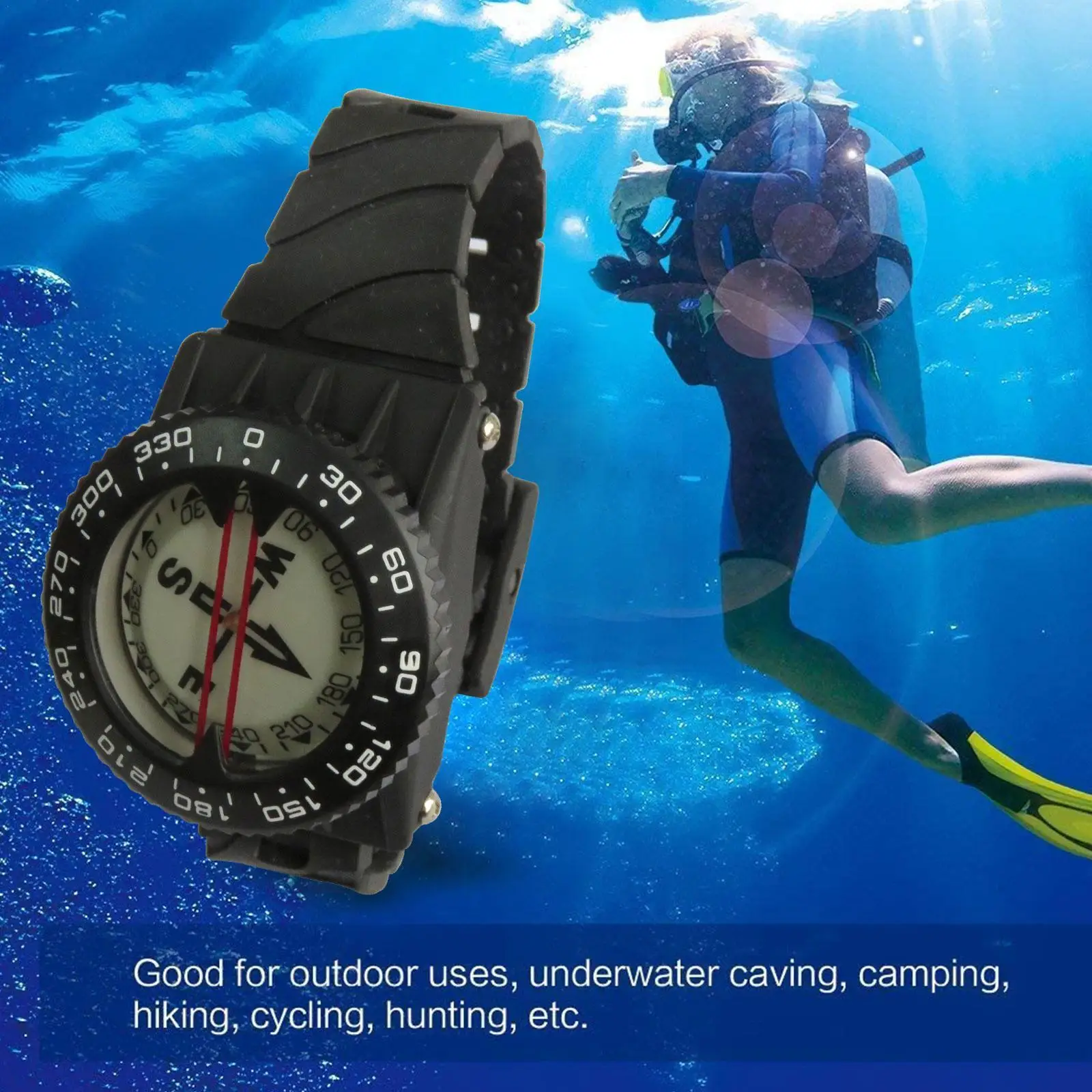 

Compass 50m Watch Balanced Waterproof Luminous Compass Underwater Outdoor Adventure Swimming Diving Compass Scuba Diving Eq U7D7