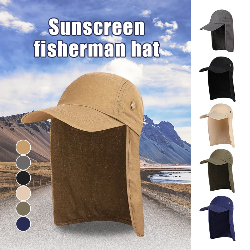 

Spring Summer Drawstring Cap New Outdoor Sunshade Sunscreen Fisherman Hat Sun Fishing Climbing Baseball Cap Neck Protection