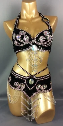 2023 women Women Beaded Sequins Belly Dancing Suite Belt+Bra Samba Costumes adult dance clothes