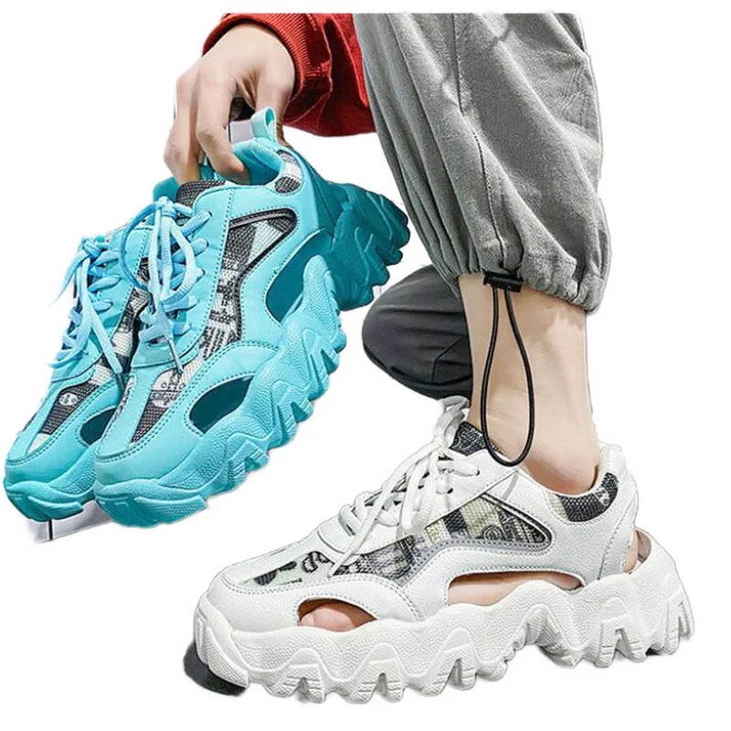 

Men's Shoes Summer Breathable Beach Shoes Men Hollow Hole Shoes Colorful Thick Sole Outdoor Sports Sandals