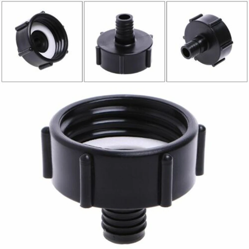 

275-330 Gallon IBC Tote Tank Drain Adapter Coarse Thread 2 Inch To 3/4 Inch Garden Hose Black Food Grade Adapt Watering Kits