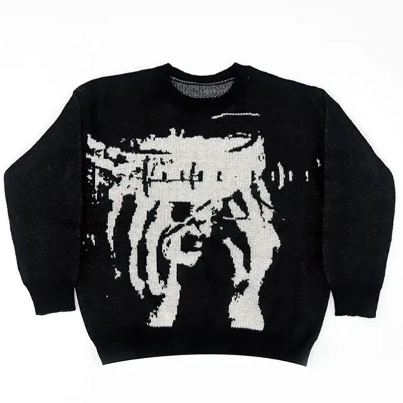 Свитер Мужской трикотажный в стиле хип-хоп пуловер с графическим принтом