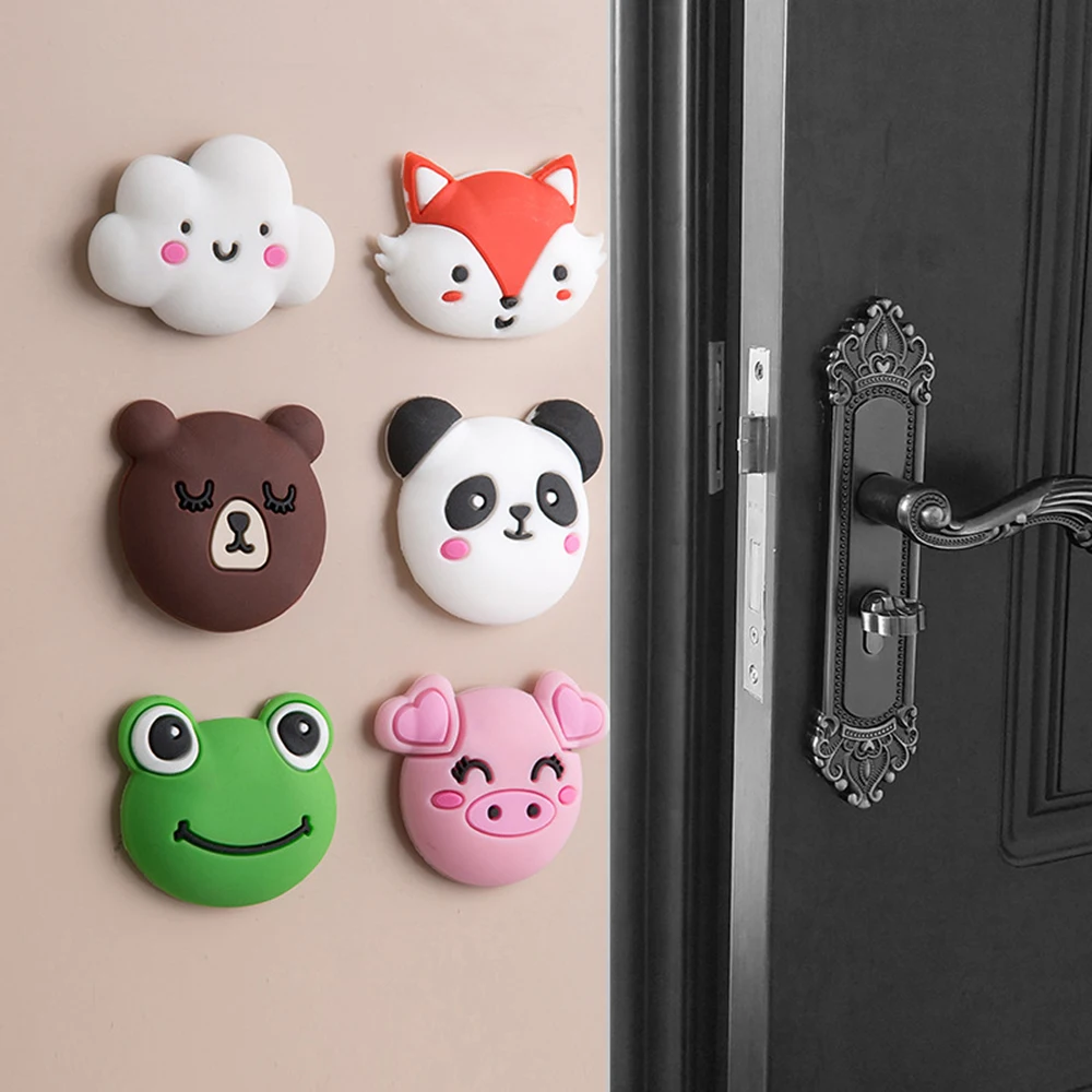 

1PC Cartoon Self Adhesive Silicone Door Stopper Thicken Collision Avoidance Door Handle Bumper Crash Pad Guard Wall Protector