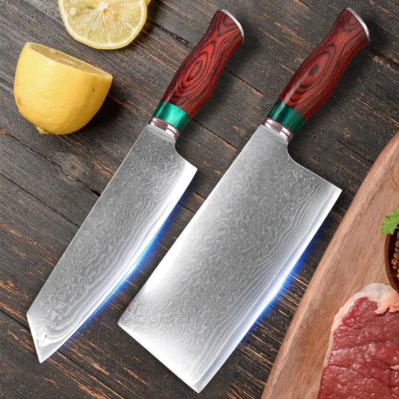 

Damascus Steel Kitchen Knife 67 Layers Chopping Knife Wooden Handle Japanese Santoku Knife Cleaver Slicer Knife Sharp Blade Gift