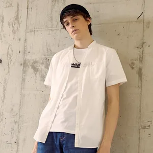 Рубашка Metersbonwe мужская с воротником-стойкой, брендовая сорочка с короткими рукавами, обычная блуза, тканая блуза