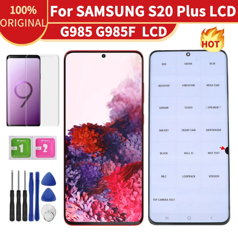 Оригинальный AMOLED-дисплей 6,7 дюймов для Samsung Galaxy S20 Plus 5G Screen SM-G985F G986B LCD Touch Digitizer Replacement.