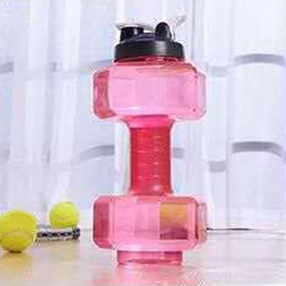 

2.2L Large Capacity Multifunctiona Dumbbell Shape Water Bottle Portable Sport Gym Fitness PETG push cap Water Kettle With handle