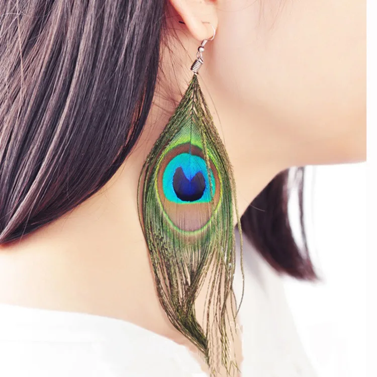 

Handmade Natural Feather Drop Earrings Vintage Bohemian Multicolor Pheasant Feather Earrings In Women's Ears For Winter Parties