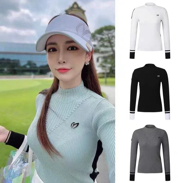

Рубашка женская вязаная с длинным рукавом, модная облегающая уличная спортивная одежда, эластичная трикотажная кофта для гольфа, Осень-зима