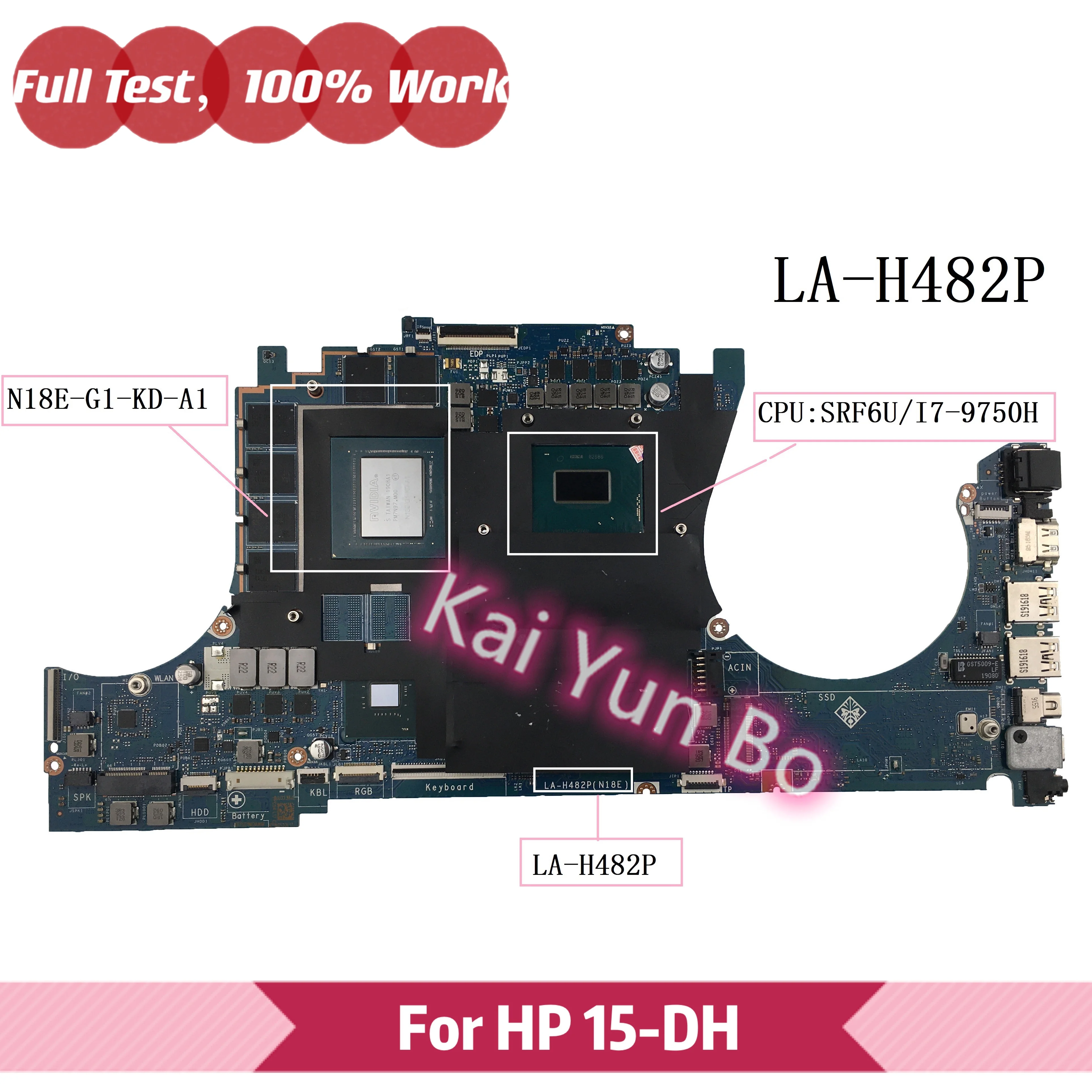 

Материнская плата для ноутбука HP OMEN 15-dh 15-DH 15-dh0031ur 15-dh0004la FPC54 LA-H482P с процессором i7-9750H N18E-G1-KD-A1 GPU DDR4