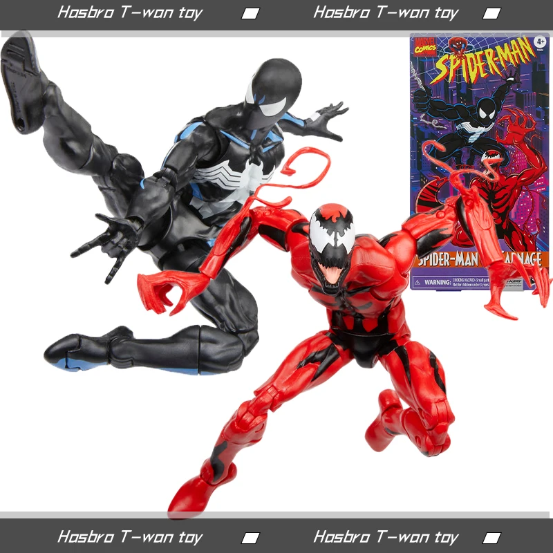 

In Stock Marvel Hasbro Legends Series Spider-Man & Carnage 6-Inch(15Cm) Figure 2-Pack Vintage-Style Packaging with 7 Accessories