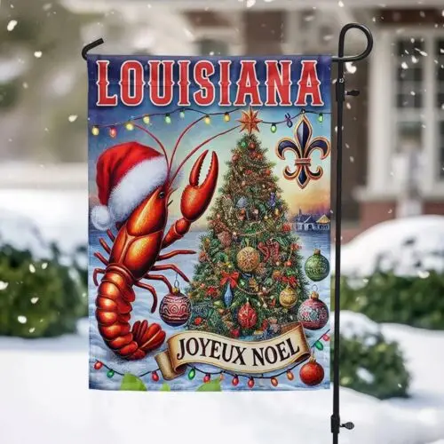 Луизиана Рождественский Cajun флаг Joyeux Noel Садовый