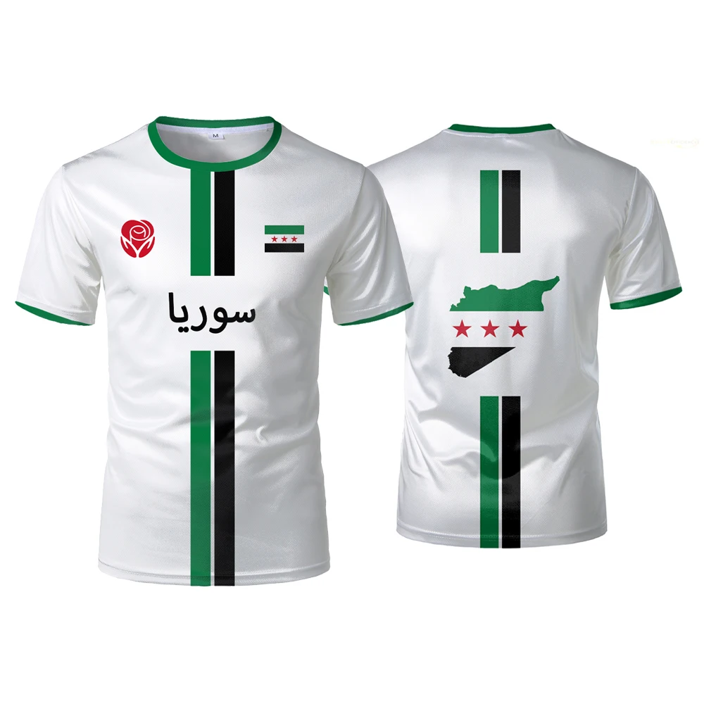 Syrian Flag Football Jerseys Men's Sports T-shirts National Emblem Pattern Printed Street Loose Tops Unisex Casual Tees