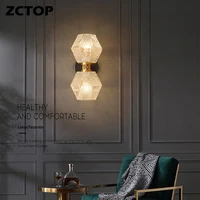modern copper wall lamp glass wall light luxury gold indoor sconce for living room bedroom bedside stair background aisle lights