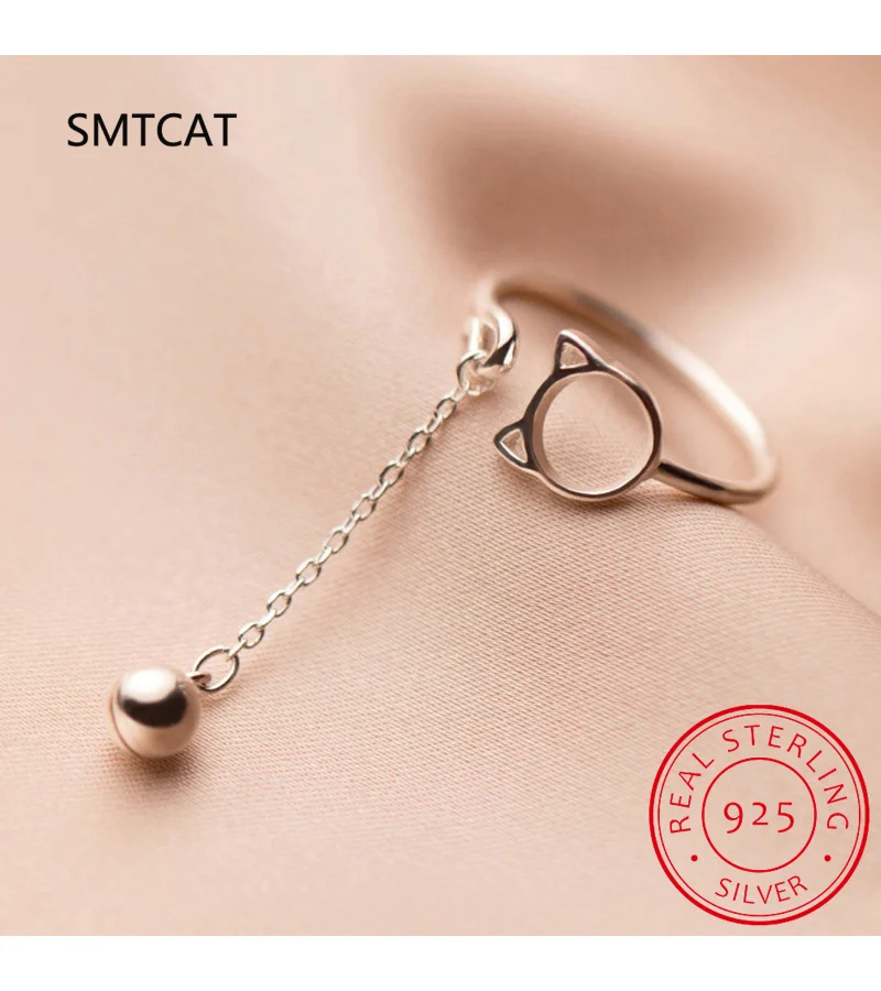 Кольцо из стерлингового серебра 925 пробы с изображением кота милое