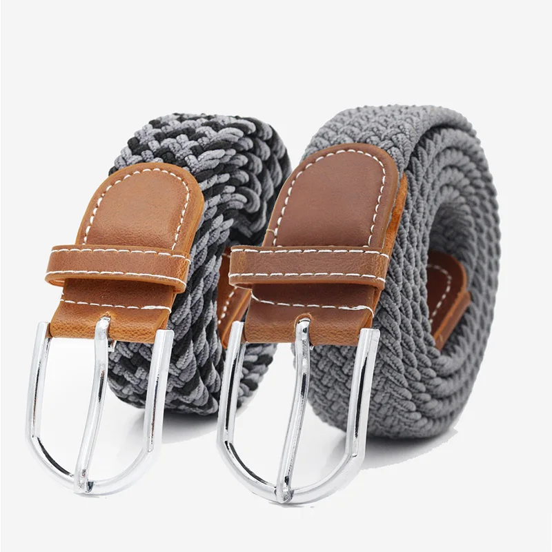 Unisex Elastic Fabric Woven Casual Belt Pin Buckle Expandable Braided Stretch Canvas Simple and Stylish Leisure Men Women Belt