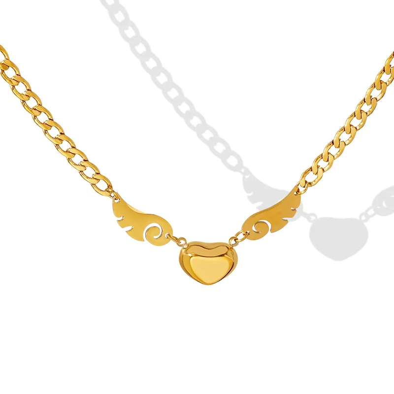 

Heart Wings Necklace for Women Girls Anime Sakura Card Captor Pendant Gold Color Stainless Steel Jewelry Free Shipping(GN255)