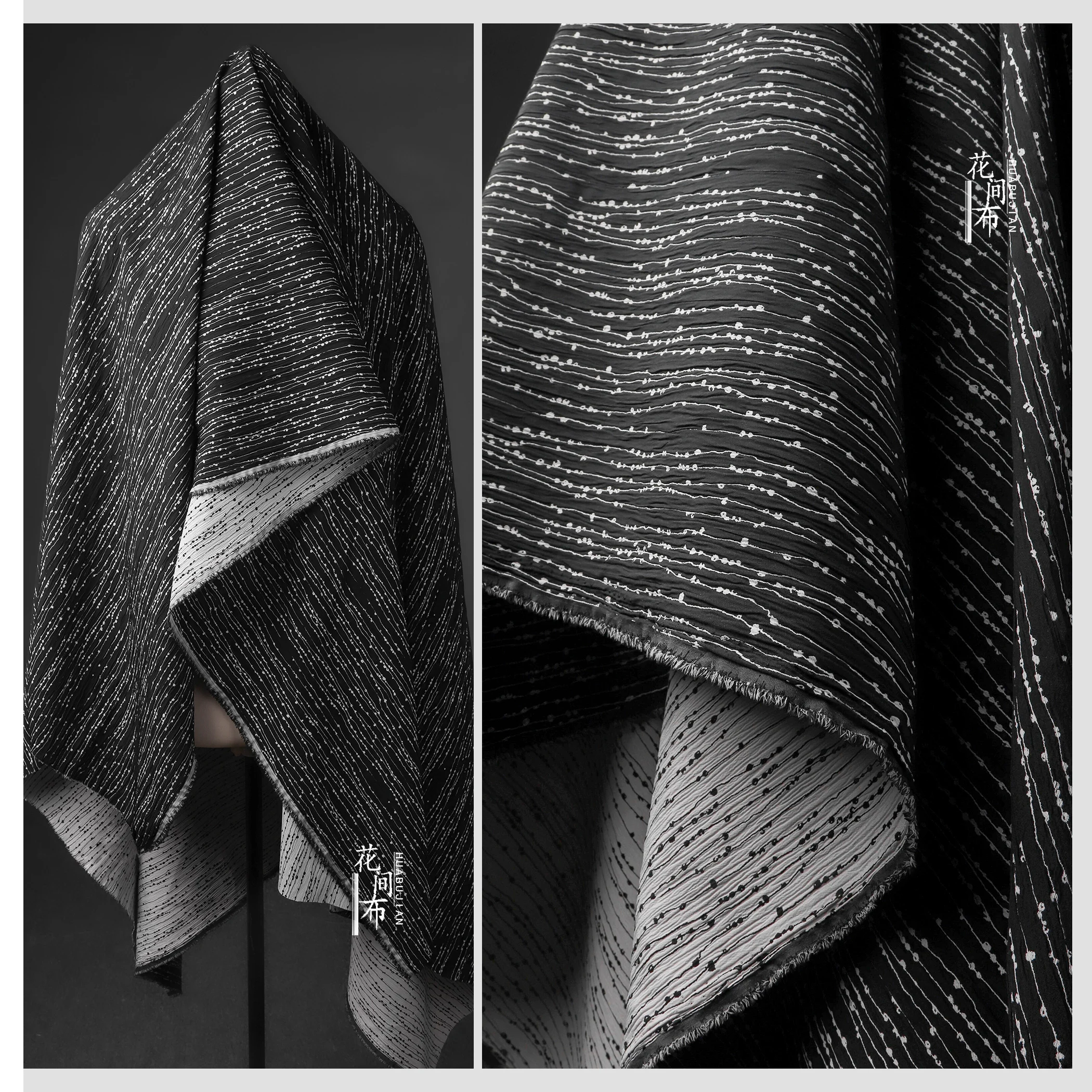 

Микро-жаккардовая ткань в черный горошек, полосатая полуюбка, куртка, платье, одежда, дизайнерский материал для шитья, оптовая продажа ткани