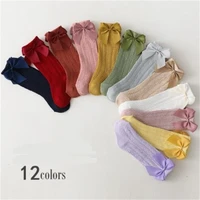 6 pairs children girls royal style bow knee high fishnet socks baby toddler bowknot in tube socks kid hollow out sock sox