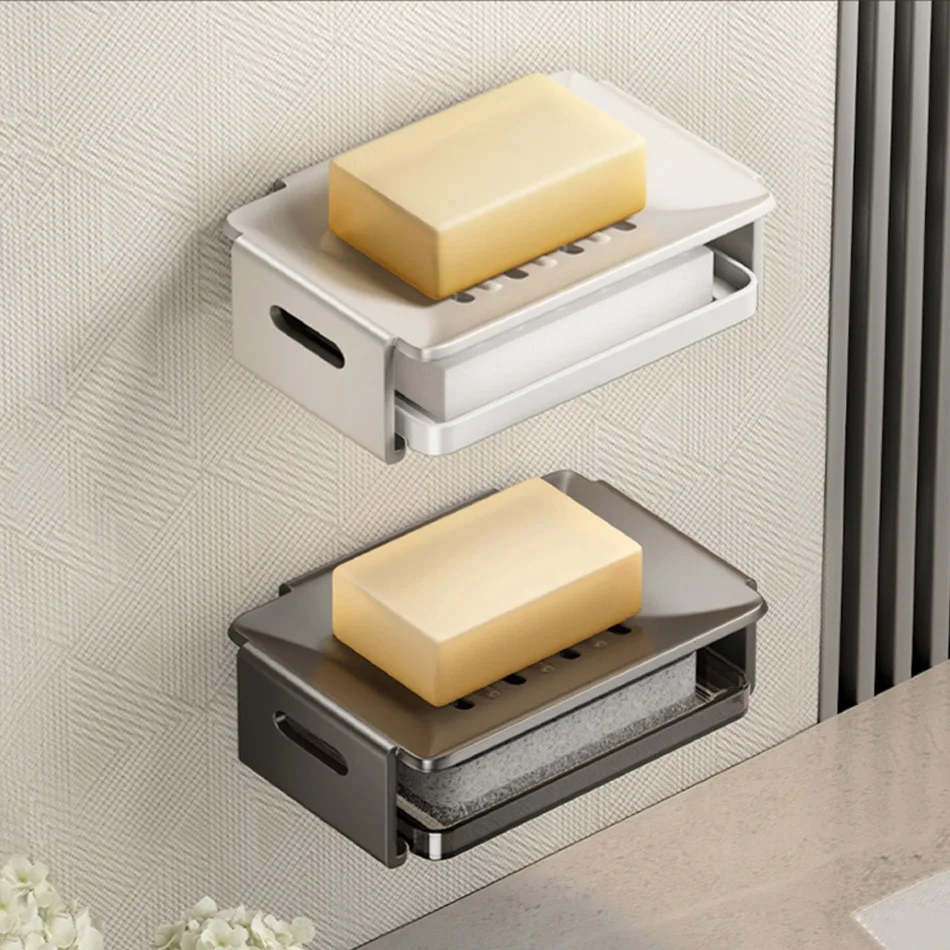Настенный держатель для мыла приклеивающаяся Алюминиевая Коробка ванной