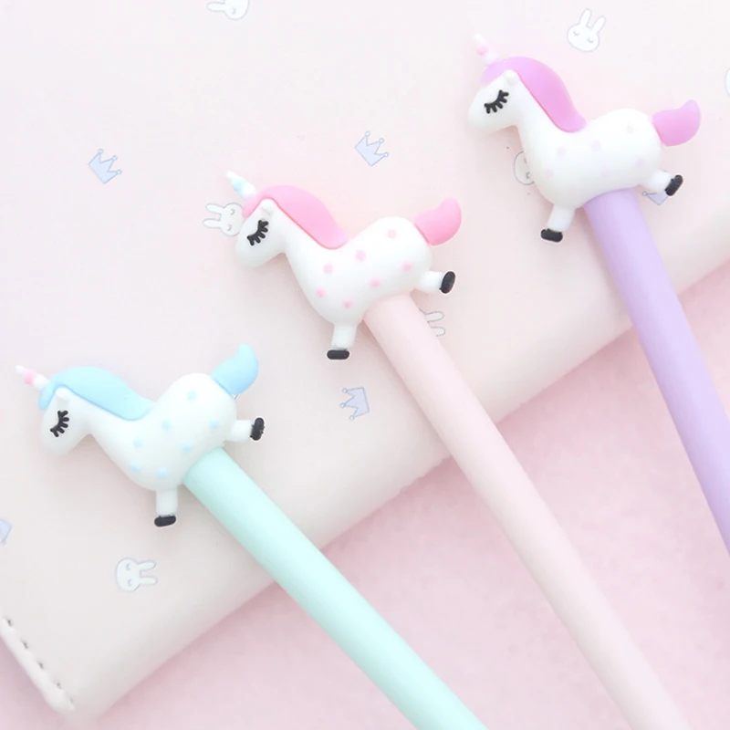 

10Pc/Bulk Novelty Elegant Funny Unicorn Pens Cute Kawaii Gel Pen Erasable Women Girl Stationery Kit Black Blue Ballpoint Ballpen