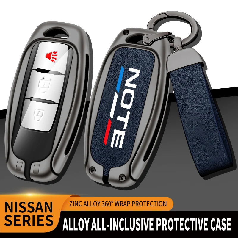 

Автомобильный чехол для ключей из цинкового сплава и ТПУ для Nissan Note 2009 -2021, автомобильный брелок, металлический корпус для ключей, аксессуары для украшения интерьера автомобиля