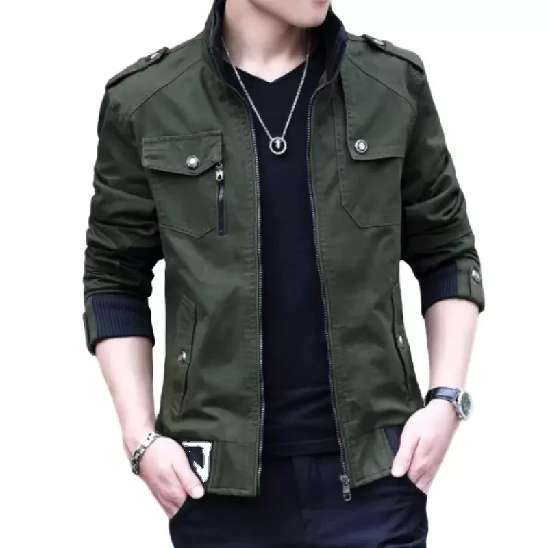Big Size 5XL Fashion Army Military Jacket Green Bomber Jacket Stand Winter Coat for Men Streetwear Chamarras Para Hombre