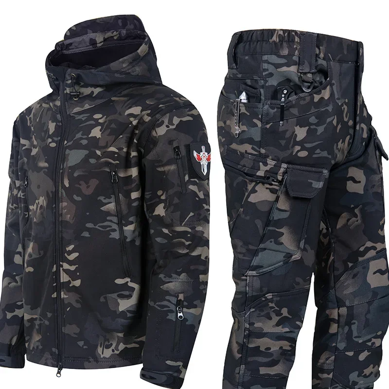 Hunting Set Hjumping Men's Winter Clothes Shark Skin Camouflage Jacket Tatico Militar Tactical Camo