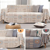 100 cotton thread sofa cover four layer yarn bedspread sofa towel ab side protective cover full cover non slip sofa blanket