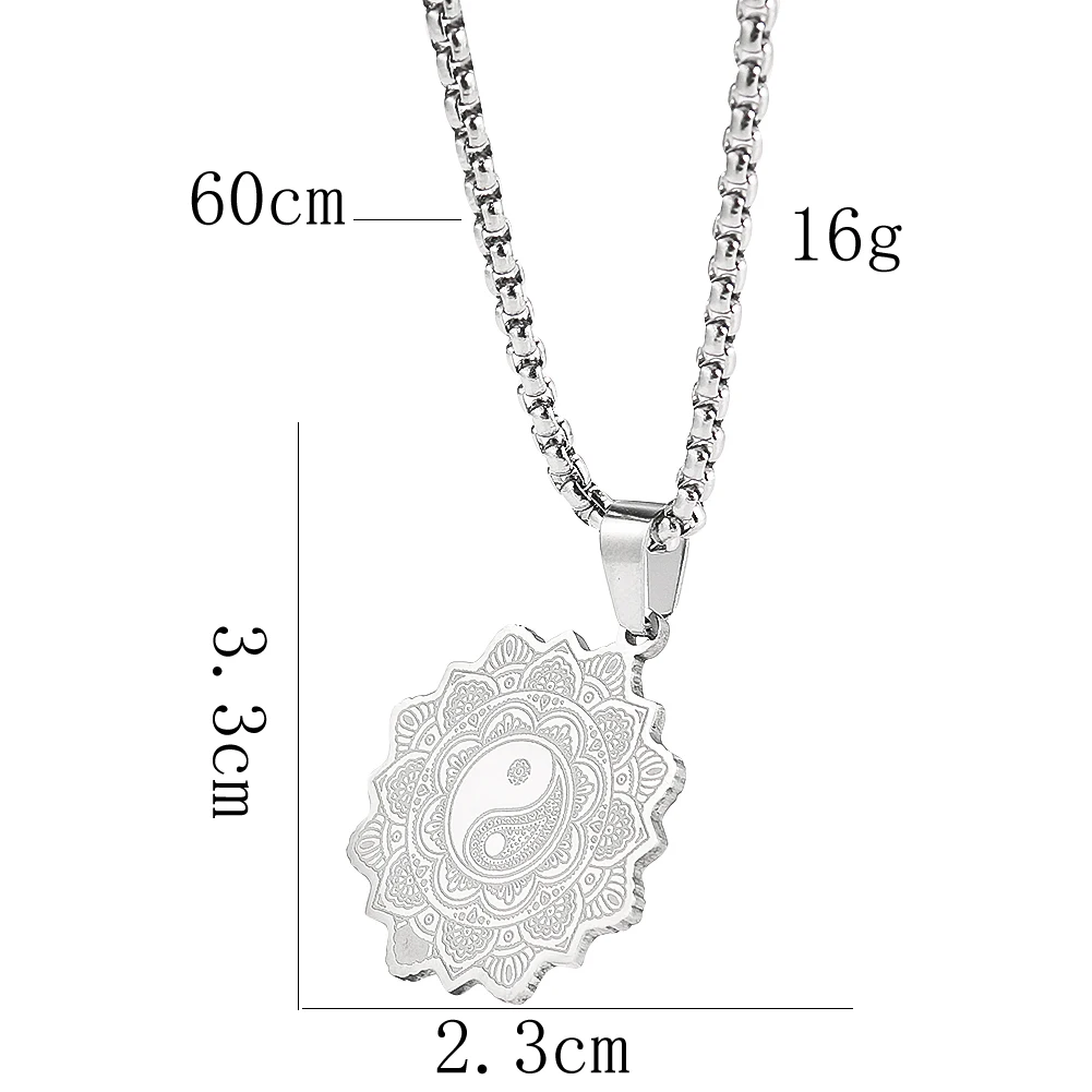 Ожерелье с рыбками и лотосом Tai Chi Bagua Yin Yang буддийский стиль нержавеющая сталь