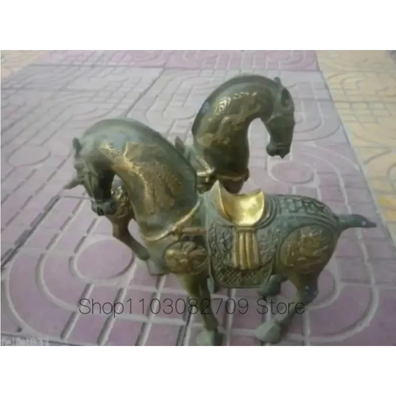 Династия Цин (QianLong1736-1792) бронзовая позолоченная статуя лошади/скульптура пара