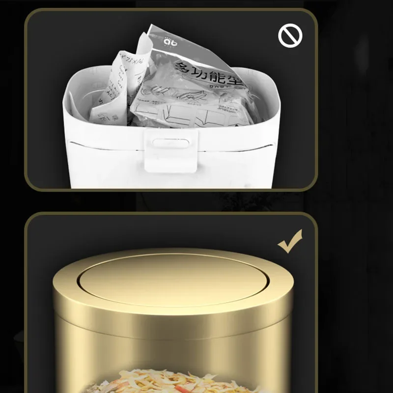 Мусорная корзина из нержавеющей стали 304 Золотая мусорная для спальни ванной