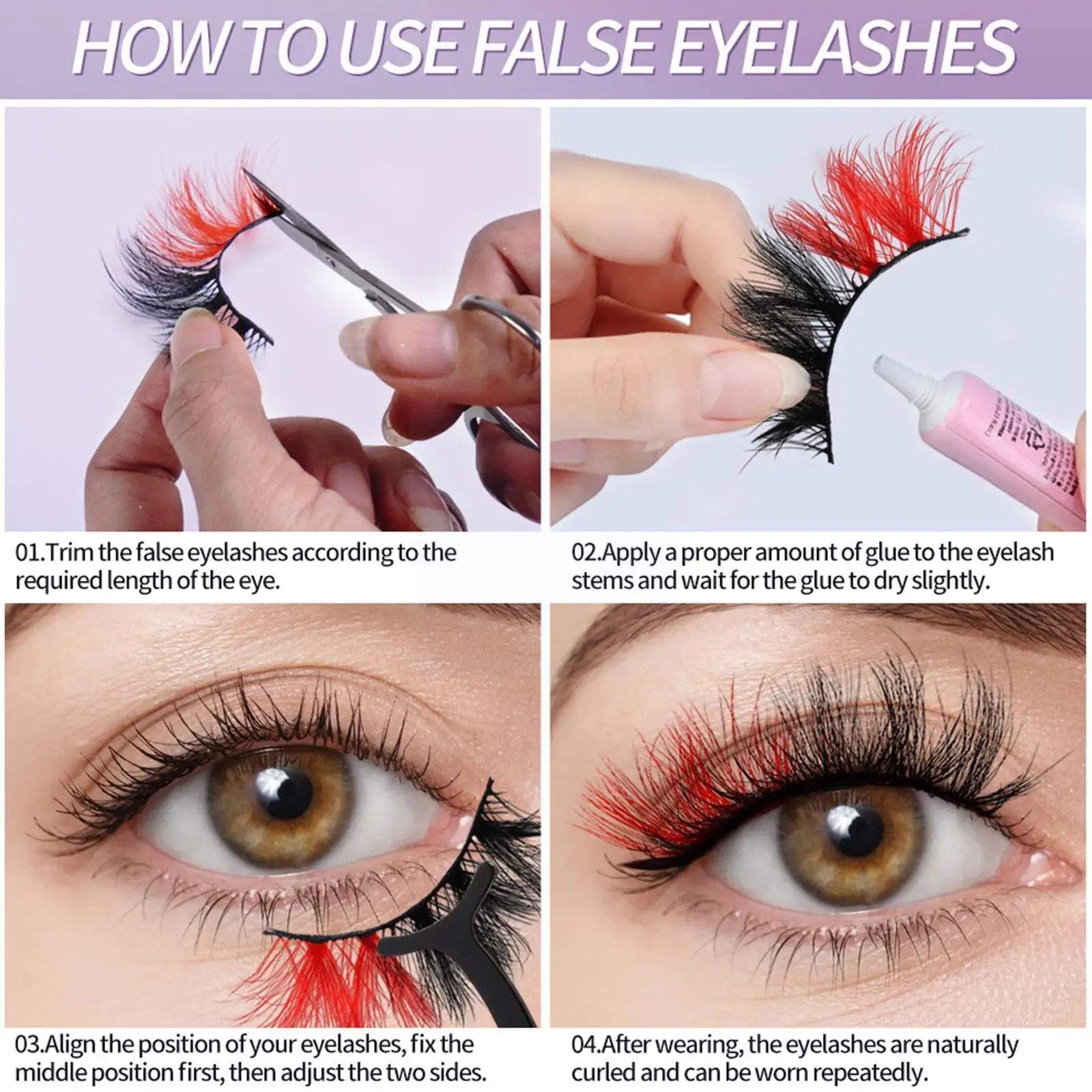 

2 PAIR Mix Color False Lashes Ombre Natural Long Colorful Lash Eyelashes Makeup Colored Party Lashes Wholesal Bulk Dramatic N7M2