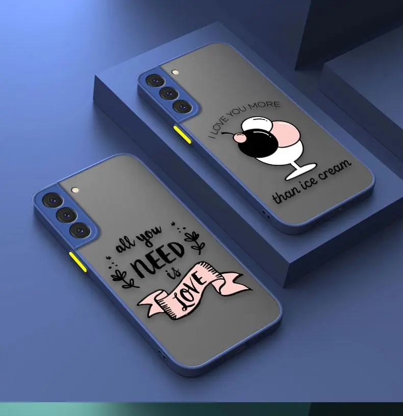 

Cute Romance I LOVE YOU Matte Case For Samsung S22 S21 S20 S10 S9 S8 S10E FE Lite Plus Ultra 5G Capa Fundas Coques Cases Shell