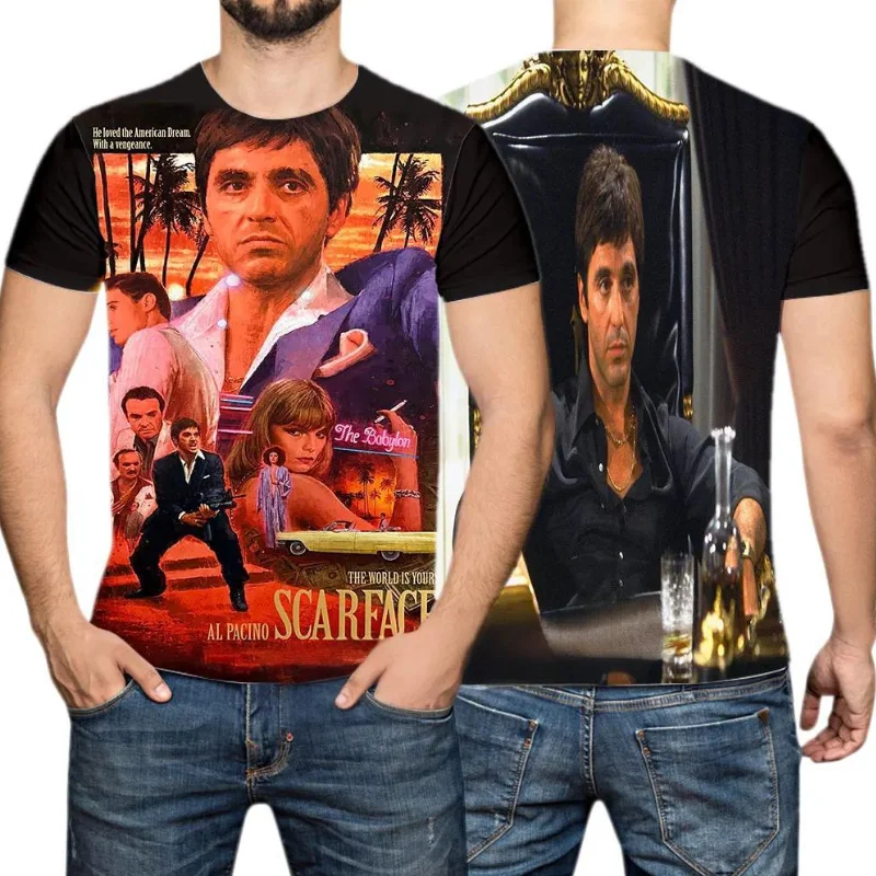 Горячая классическая футболка со шрамом Тони Монтана с 3D принтом мужская летняя