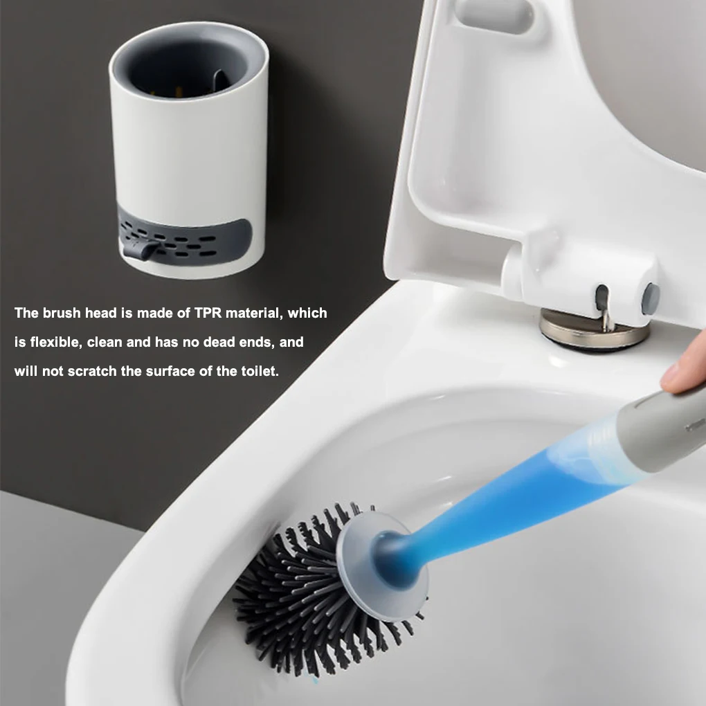 

Silicone Head Toilet Brush Wall-mounted or Floor-standing Cleaning Brush Bathroom Accessories Household Cleaning Tool