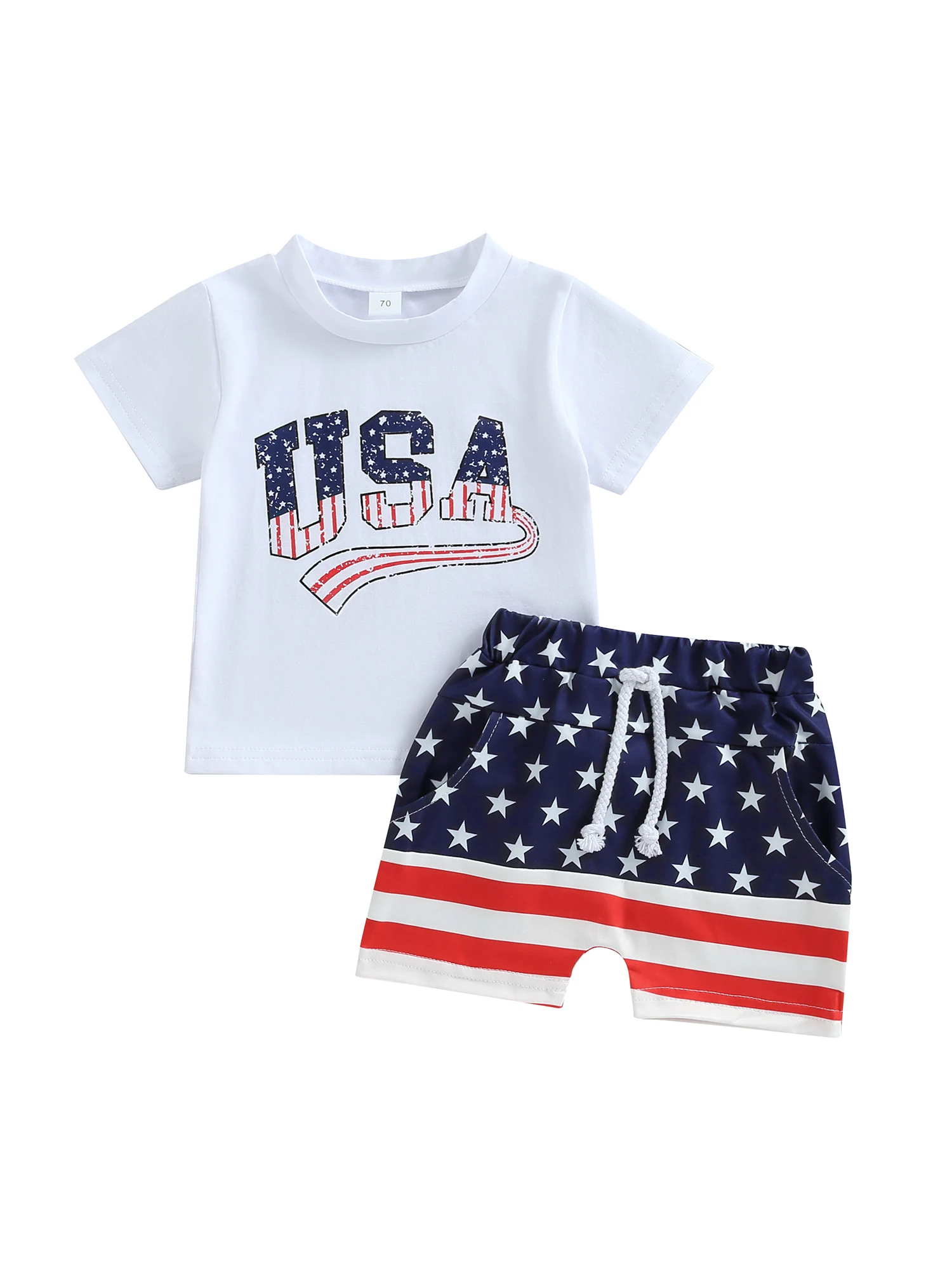 

Toddler 4th of July Baby Boy Outfit USA Short Sleeve T Shirt Tops Fourth of July Shorts Independence Day Summer Clothes