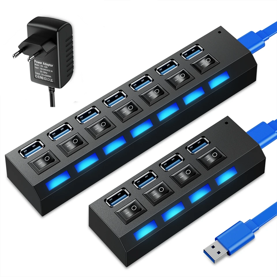 USB-разветвитель Разветвитель USB 3 0 с адаптером питания портов расширитель