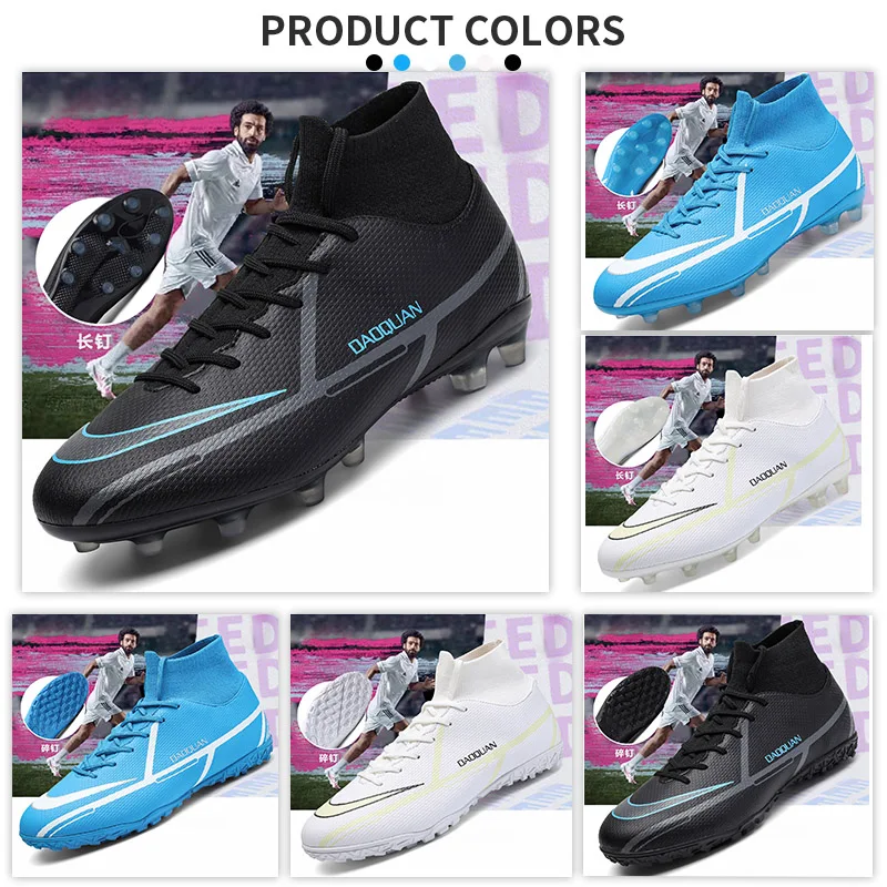 Big Size Soccer Shoes for men Outdoor TF/FG High Ankle Ultra Light Football Boots Kids Cleats Training Sport Sneakers 32-48#