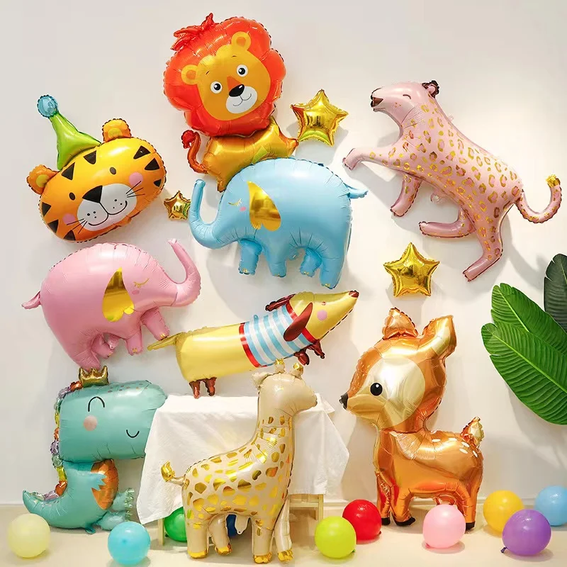 

Baby birthday party decoration cartoon animal balloons to celebrate children's festival animal theme giraffe elephant shape ball
