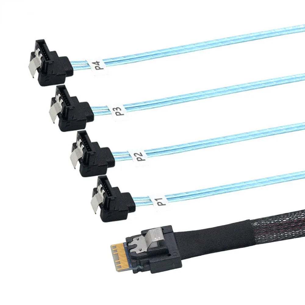 Высококачественный PCIE Slimline SAS 4 0 38-контактный SFF-8654 4i на SATA гнездовой кабель 90