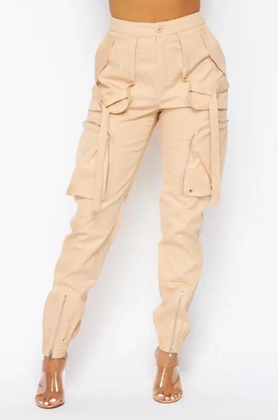 

Женские брюки на молнии с карманами, повседневные однотонные длинные брюки-карго с застежкой-молнией и высокой талией, уличная одежда Y2K, лето 2023