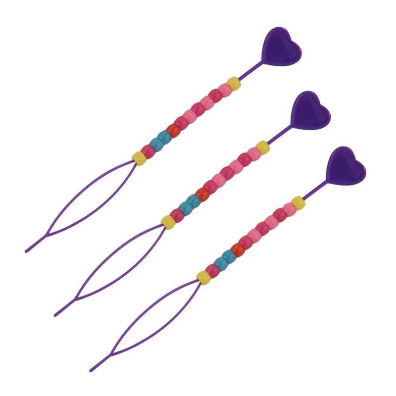 

3X Lady Colorful Plastic Beads Decor Hair Braid Ponytail Maker Styling Tool
